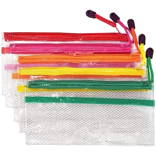 Transparent Pencil Pouch with Net - Small ( Pack of 1 )