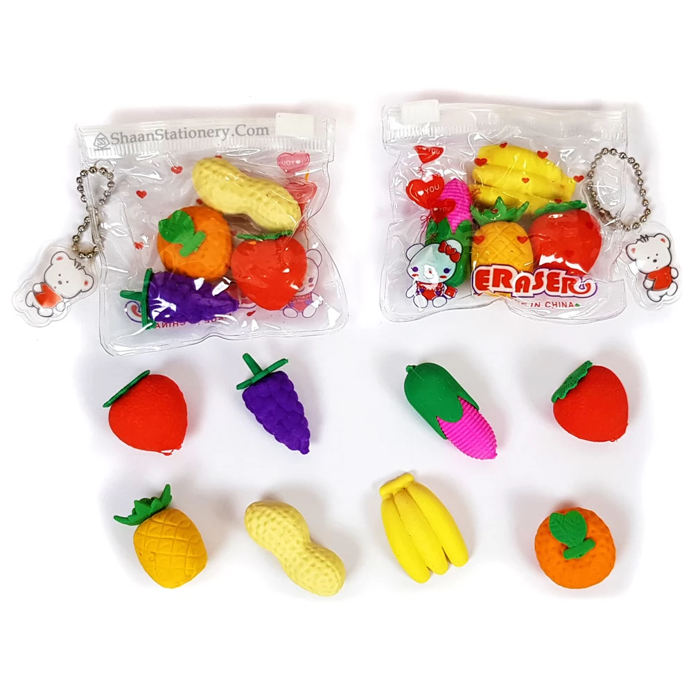 Cute Fruit Eraser for Kids | Fancy Stationery, Pack of 4 Erasers