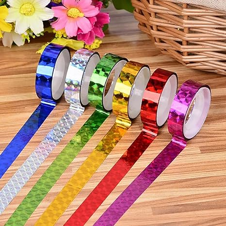 Glitter Tape 12mm Art & Craft Tape Colourful Decorative Glitter Adhesive Tape Rolls Gift Wrapping Pack of 12