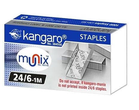 Kangaro Desk Essentials 24/6-1M Heavy Duty Steel Wire Staple Pin | Zinc Coated With Rust Free Complete Steel Staple | Sturdy & Durable For Long Time Use |