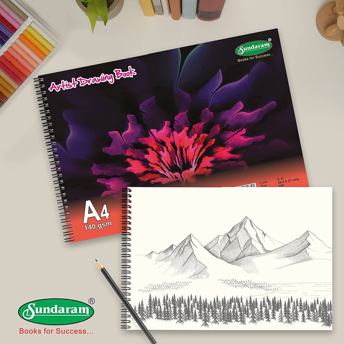 Sundaram| Spiral Bound(wiro)| A4 Drawing Book| 100 Pages(50 Sheets)|