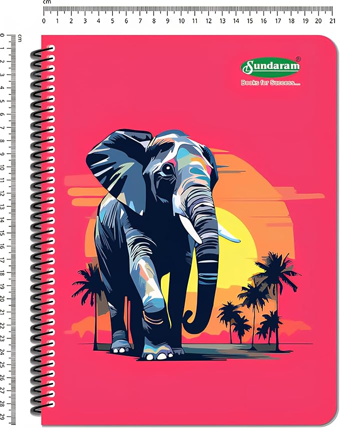 Sundaram Wiro/Spiral Foolscape Long Notebook-A/4 Size- 21x29 Cm | 400 Pages| Natural White Bright Paper| Round Edges| Attractive Embossed Titles|