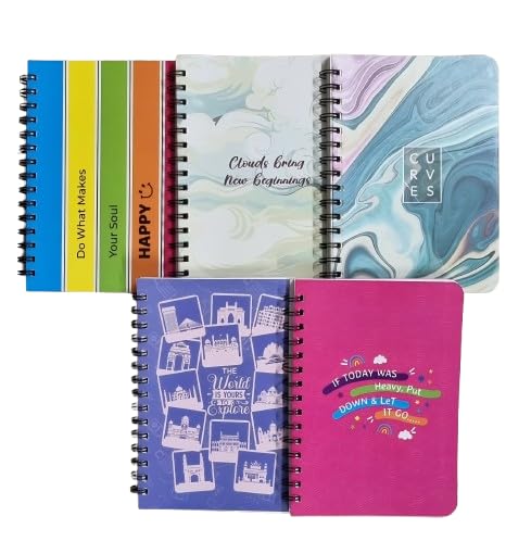Sundaram Wiro/Spiral Notebook-A/5 Size- 14.8x21 Cm.| 160 Pages| Natural White Bright Paper| Round Edges| Attractive Embossed Titles|