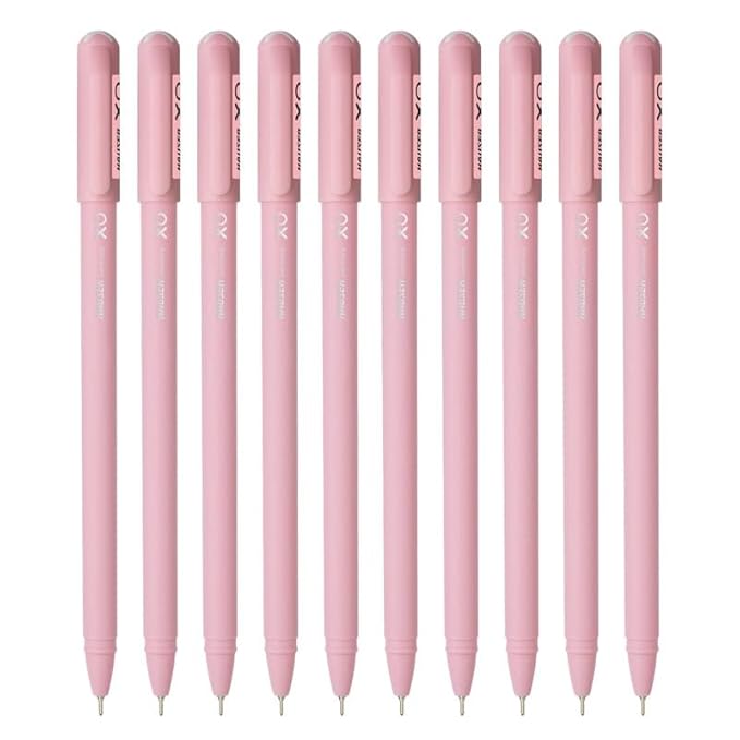 Hauser Germany Xo 0.7Mm Ball Pen Box Pack | Sleek Body & Minimalistic Design | Matt Finish & Solid Body Type | Low Viscosity Ink With Ultra Durable Tip | Red Ink, Pack Of 10 Pens