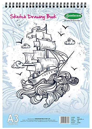 Sundaram A3 Sketch Drawing Book - 36 Pages (Pack of 2) D-8