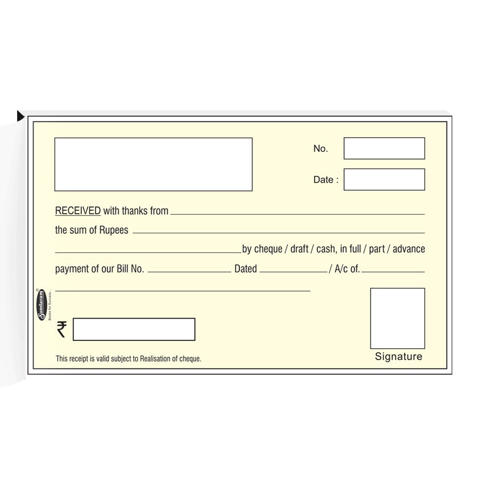 Sundaram Duplicate Receipt Book | Quire -  50 (100) | 18.5 x 10.5 |