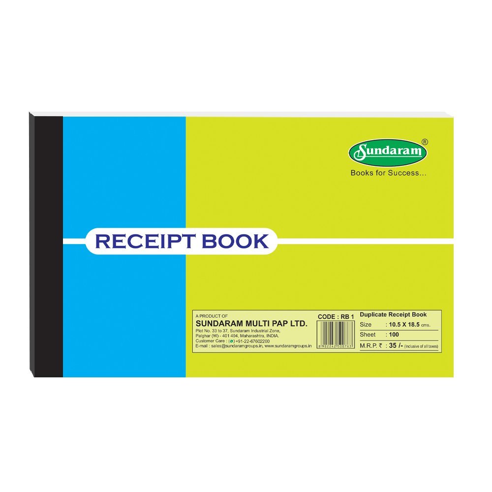 Sundaram Duplicate Receipt Book | Quire -  50 (100) | 18.5 x 10.5 |