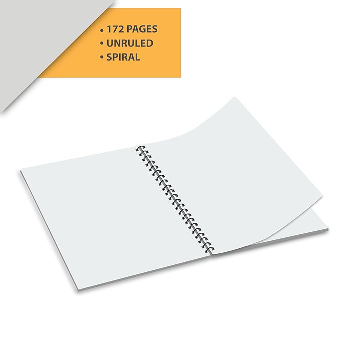 Sundaram Spiral Long Book | For Students And Executives |Unruled Spiral Bound With Safety Lock (S-11P) | A4 Size - 21 X 29.7 Cm | No Lines | 172 Pages |