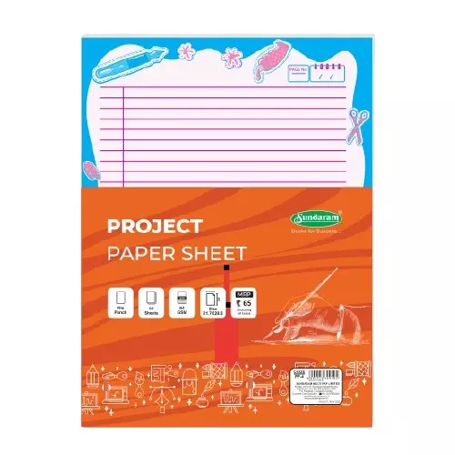 Sundaram A4 Project Paper | 50 Sheet | Both Side Ruled Pages | 21.7 x 28.8 |