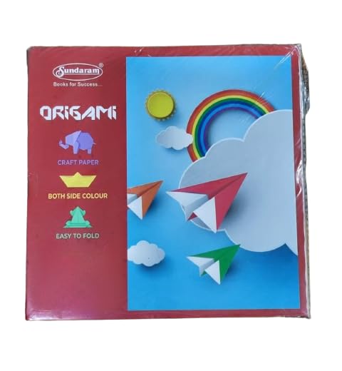 Sundaram Origami Craft Paper 20 Sheets Both Side Colour Easy To Fold Bright Colour Size 15x15 cm | OP10 | 15 x 15 cm |