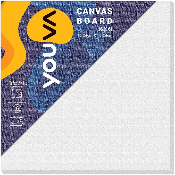 Navneet Youva |Cotton White Blank Canvas Boards for Painting, Acrylic Paint, Oil Paint Dry & Wet Art Media | 6" x 6" |