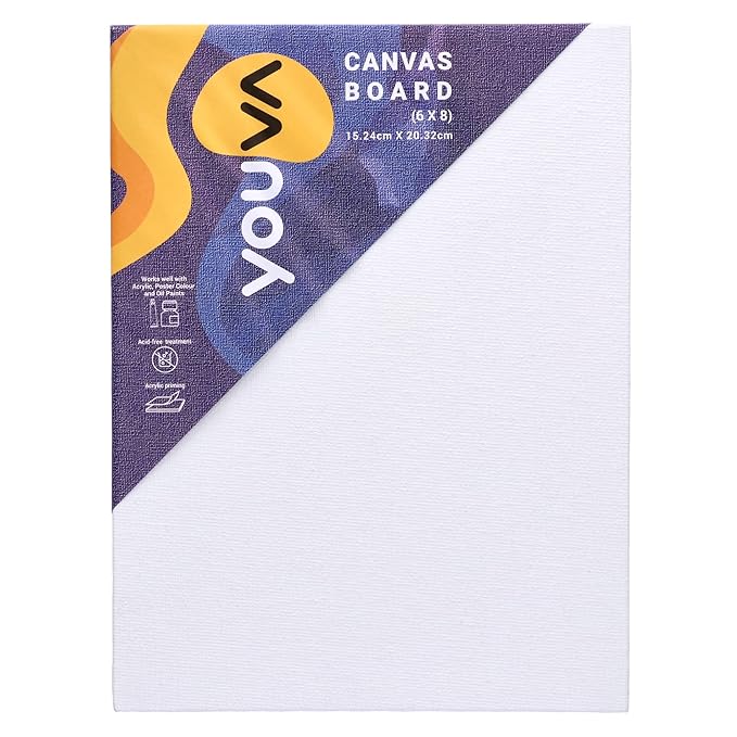 Navneet Youva |Cotton White Blank Canvas Boards for Painting, Acrylic Paint, Oil Paint Dry & Wet Art Media | 6" x 8" |