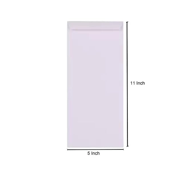 11 x 5 | White Cheque Size Paper Envelop | Thickness 80 GSM Ideal for Home Office Business Corporate Secure Mailing - 11