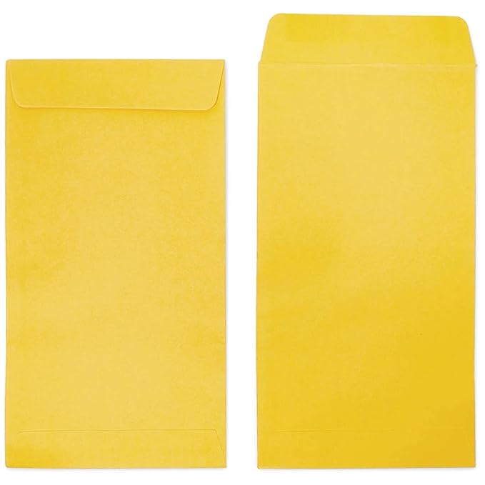 9X4 Inch (Pack of 50) Laminated Yellow Paper Envelope Ideal For Home Office Business Corporate | For Secure Mailing cheques Letters Documents | Poly Laminated inside | 100 GSM