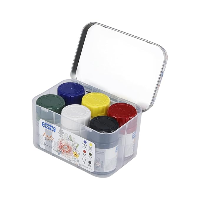 Doms Acrylic Colours 6 Shades of 10 ml Each| DIY Paint Rich Pigment Paint for Canvas Wood Metal Leather|