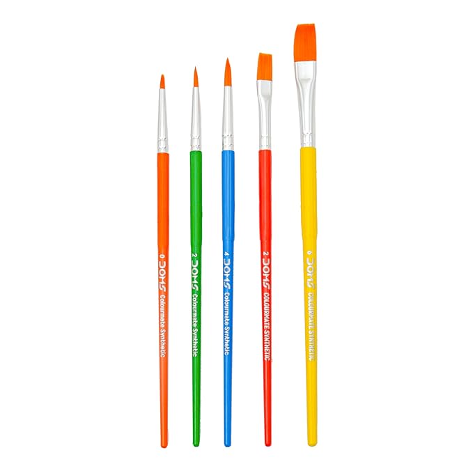 DOMS Colourmate Synthetic Paint Brush Set (Flat & Round)