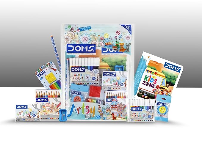 Doms Artsy Kit | Gift for Kids | Combination of 8 Stationary Items, Ink Color-Multicolor