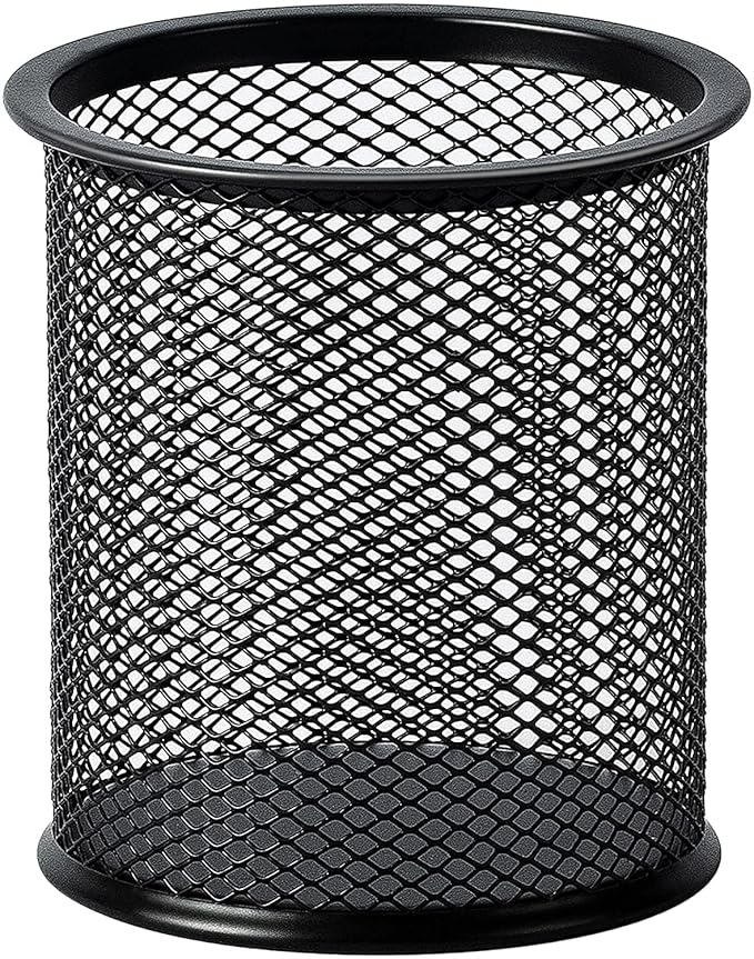 Art Ranger Black Round Mesh Pen Stand, Pencil Holder, Pen Organizer for Desk, Pen Cups, Stationary Storage Stand, Makeup Brush Holders, Pen, Pencil Holder for Office Home and Study Table