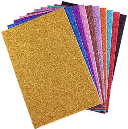 Glitter Sheets (A4 Size) Art & Craft Glitter Sheet Paper (Pack of 10,Colour Sheet)