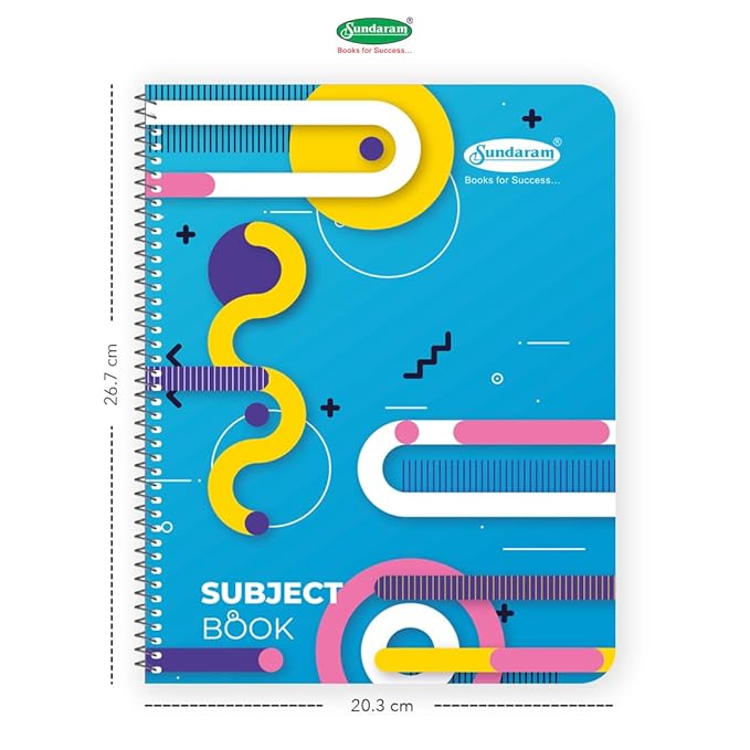 Sundaram | Regular Size | Six Subject NoteBook | Spiral Bound | 300 Pages | 20.3 x 26.7 Cm | Single Line | Water Proof Cover | Versatile for School & Office | Colors and Design May Vary | SR3 |