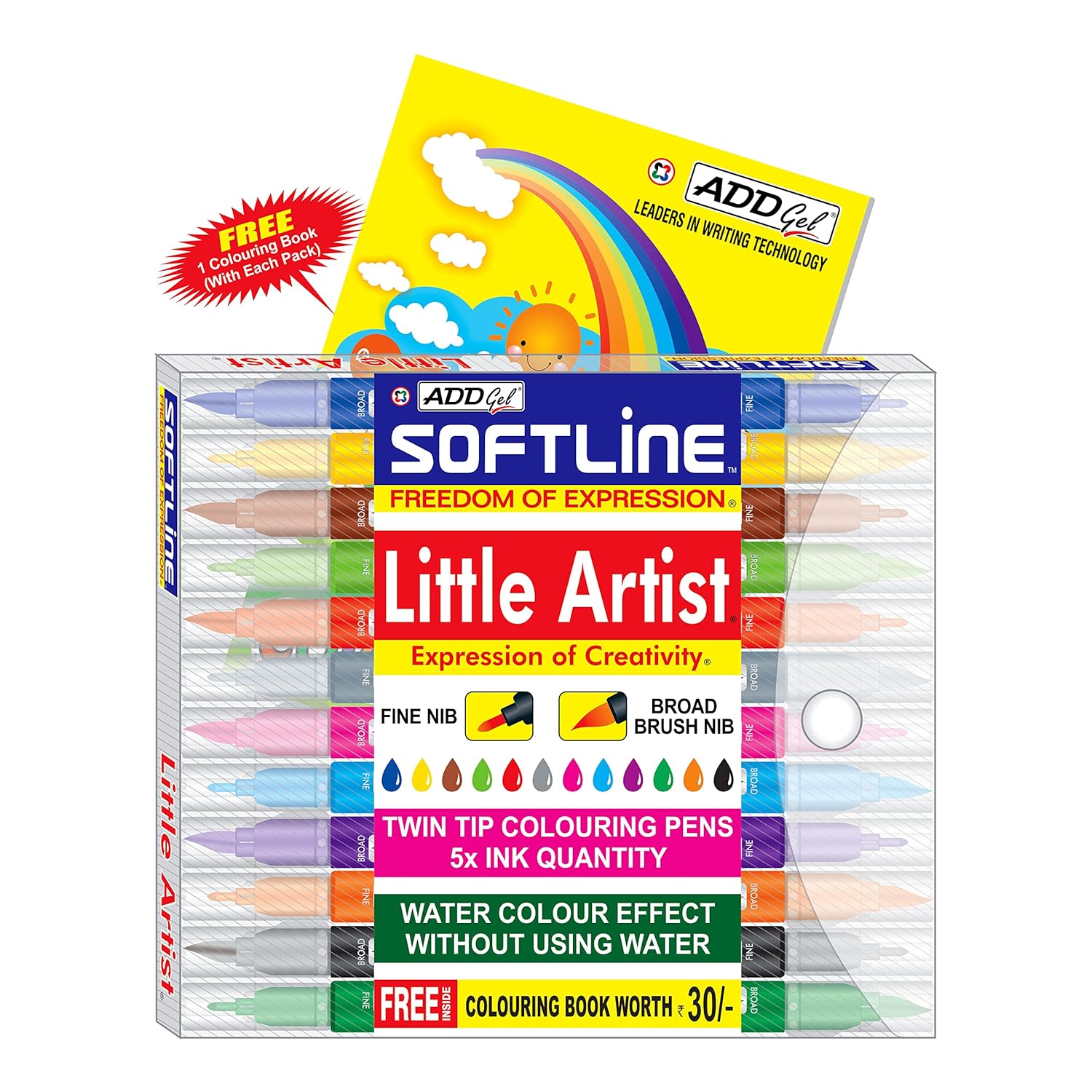 Add Gel Softline Little Artist Colouring Pen - Twin Tip Brush 12 Pen Set