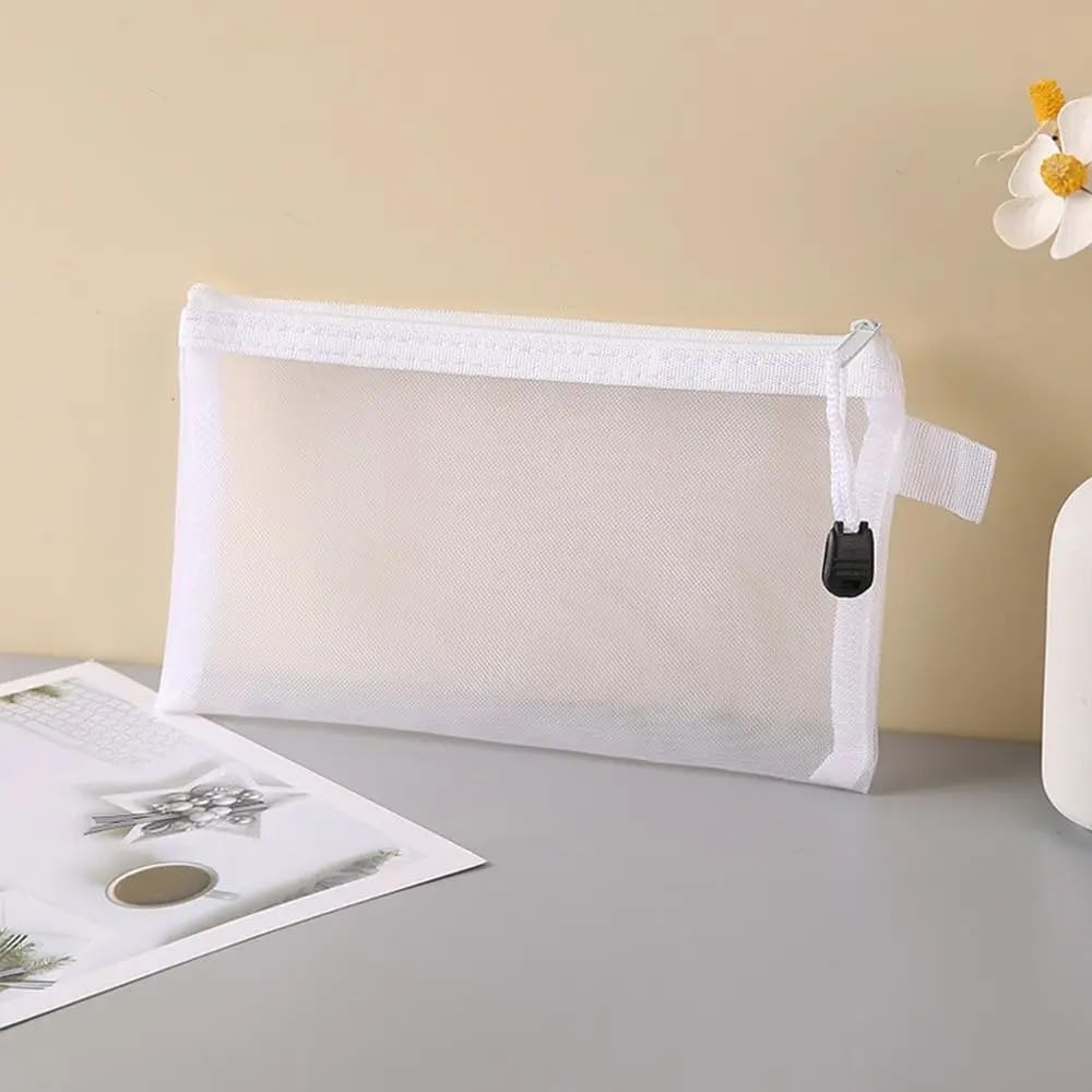 Single Layer Mesh Pen Bag, Nylon Pencil Bag, Envelope Bag, Zipper Bag, Stationery Bag, School Supplies, Office Supplies, Transparent Bag, Student Storage Bag, Clear Exam Pencil Pouch