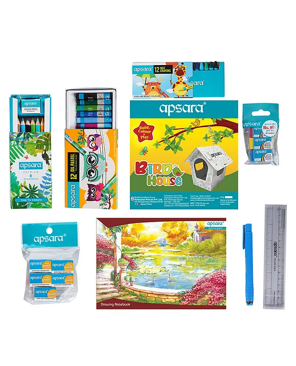 Apsara My Bag Kit| All-in-one Kit for Children | Kit for Art Essentials | Gifting Range for Kids/Students | Colour May Differ | Pack of 1