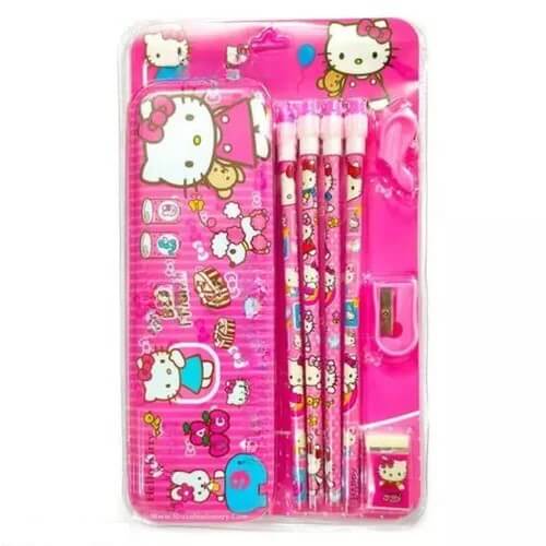 Cartoon Printed Stationery Gift Set with Metal Box, Pencil, Eraser & Sharpener
