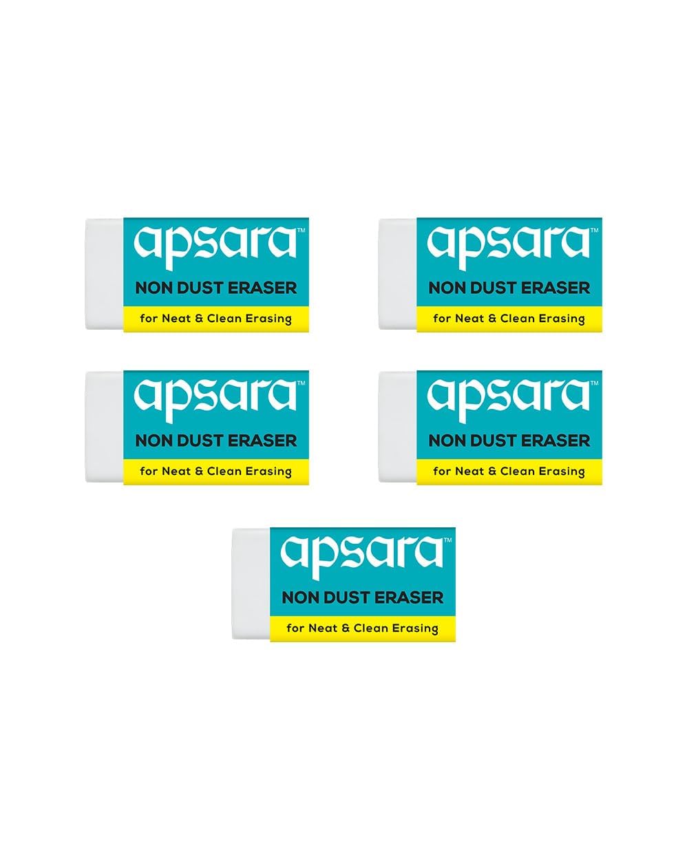 Apsara Non-Dust Erasers | Large Size Clean Erasing | Smooth, Residue-Free & Long-Lasting Erasers for School, Office & Art – Pack of 10 Eraser