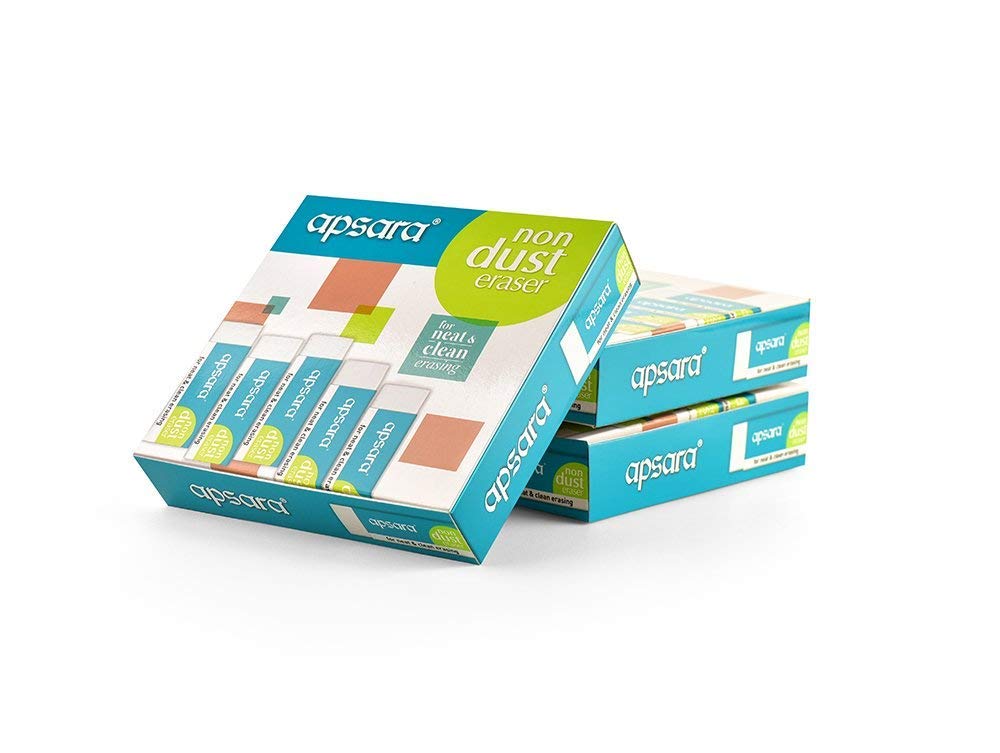 Apsara Non-Dust Jumbo Erasers | Large Size Clean Erasing | Smooth, Residue-Free & Long-Lasting Erasers for School, Office & Art – Pack of 10 eraser
