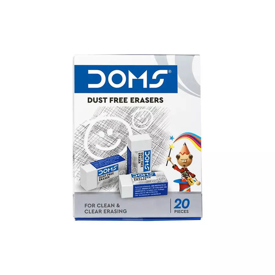 DOMS Eraser Pack of 20|Blue